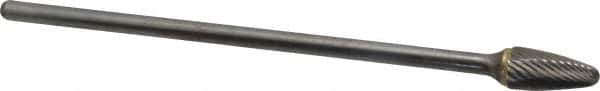 Atrax - 1/2" Cut Diam, 1/4" Shank Diam, Tree Head Single Cut Burr - Carbide, Radius End, 1" LOC, 7" OAL - Apex Tool & Supply