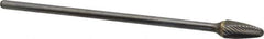 Atrax - 1/2" Cut Diam, 1/4" Shank Diam, Tree Head Single Cut Burr - Carbide, Radius End, 1" LOC, 7" OAL - Apex Tool & Supply