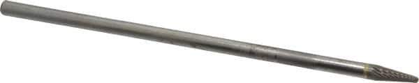 Atrax - 1/4" Cut Diam, 1/4" Shank Diam, Taper Head Single Cut Burr - Carbide, Radius End, 5/8" LOC, 6-5/8" OAL - Apex Tool & Supply