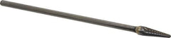 Atrax - 3/8" Cut Diam, 1/4" Shank Diam, Taper Head Single Cut Burr - Carbide, Radius End, 1-1/16" LOC, 7-1/16" OAL - Apex Tool & Supply