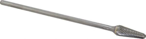 Atrax - 1/2" Cut Diam, 1/4" Shank Diam, Taper Head Single Cut Burr - Carbide, Radius End, 1-1/8" LOC, 7-1/8" OAL - Apex Tool & Supply