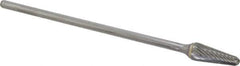 Atrax - 1/2" Cut Diam, 1/4" Shank Diam, Taper Head Single Cut Burr - Carbide, Radius End, 1-1/8" LOC, 7-1/8" OAL - Apex Tool & Supply