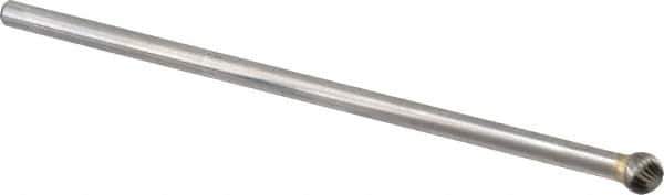 Atrax - 3/8" Cut Diam, 1/4" Shank Diam, Ball Head Single Cut Burr - Carbide, Radius End, 5/16" LOC, 6-5/16" OAL - Apex Tool & Supply