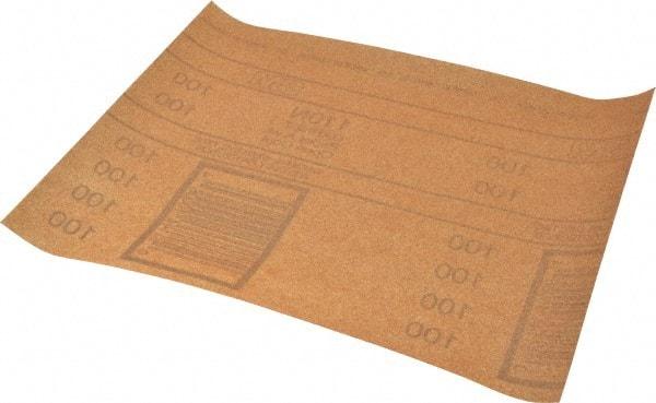 3M - 100 Grit, Garnet Sanding Sheet - 11" Long x 9" Wide, Fine Grade, A Weighted Paper Backing - Apex Tool & Supply