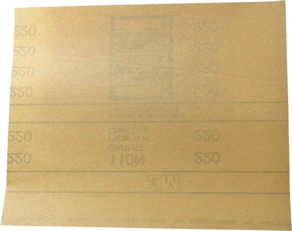 3M - 220 Grit, Garnet Sanding Sheet - 11" Long x 9" Wide, Very Fine Grade, A Weighted Paper Backing - Apex Tool & Supply
