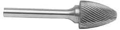 M.A. Ford - 1/8" Cut Diam, 1/8" Shank Diam, Tree with Radius Head Single Cut Burr - Carbide, Radius End, 1/2" LOC, 1-1/2" OAL - Apex Tool & Supply