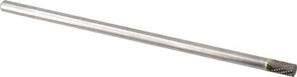 Atrax - 1/4" Cut Diam, 1/4" Shank Diam, Cylinder Head Double Cut Burr - Carbide, Flat End, 1/2" LOC, 6-1/2" OAL - Apex Tool & Supply
