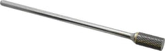 Atrax - 1/2" Cut Diam, 1/4" Shank Diam, Cylinder Head Double Cut Burr - Carbide, Flat End, 1" LOC, 7" OAL - Apex Tool & Supply