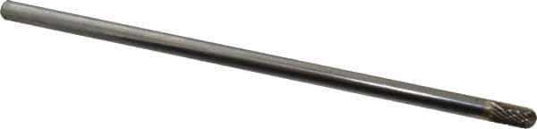Atrax - 1/4" Cut Diam, 1/4" Shank Diam, Cylinder with Radius Head Double Cut Burr - Carbide, Radius End, 1/2" LOC, 6-1/2" OAL - Apex Tool & Supply