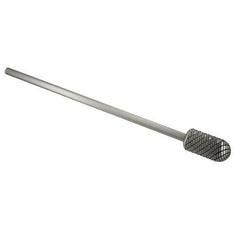 Atrax - 3/8" Cut Diam, 1/4" Shank Diam, Cylinder with Radius Head Double Cut Burr - Carbide, Radius End, 3/4" LOC, 6-3/4" OAL - Apex Tool & Supply