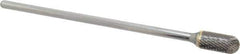 Atrax - 1/2" Cut Diam, 1/4" Shank Diam, Cylinder with Radius Head Double Cut Burr - Carbide, Radius End, 1" LOC, 7" OAL - Apex Tool & Supply