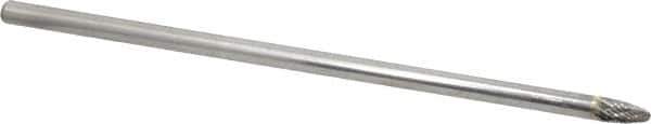 Atrax - 1/4" Cut Diam, 1/4" Shank Diam, Tree with Radius Head Double Cut Burr - Carbide, Radius End, 1/2" LOC, 6-3/4" OAL - Apex Tool & Supply