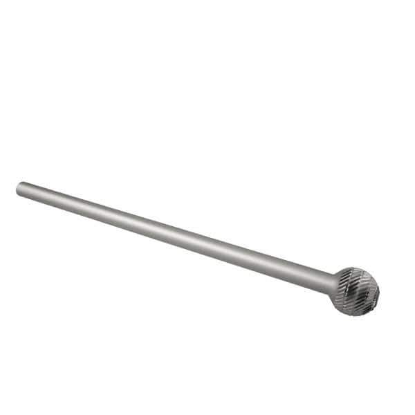 Atrax - 3/8" Cut Diam, 1/4" Shank Diam, Ball Head Double Cut Burr - Carbide, Radius End, 5/16" LOC, 6-5/16" OAL - Apex Tool & Supply