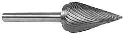 M.A. Ford - 1/8" Cut Diam, 1/8" Shank Diam, Cone Head Single Cut Burr - Carbide, Point End, 5/8" LOC, 1-1/2" OAL - Apex Tool & Supply
