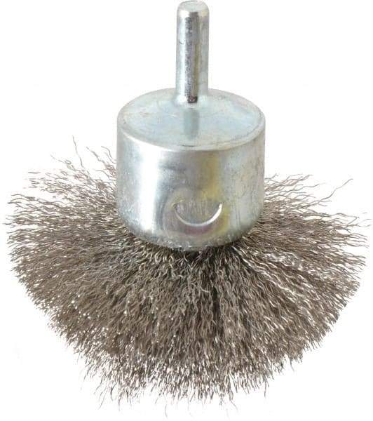 Weiler - 2-3/4" Brush Diam, Crimped, Flared End Brush - 1/4" Diam Shank, 16,000 Max RPM - Apex Tool & Supply