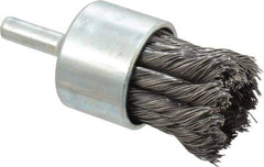 Weiler - 1-1/8" Brush Diam, Knotted, End Brush - 1/4" Diam Shank, 22,000 Max RPM - Apex Tool & Supply