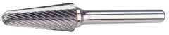 M.A. Ford - 3/8" Cut Diam, 1/4" Shank Diam, Taper Head Double Cut Burr - Carbide, Radius End, 1-1/8" LOC, 3-3/16" OAL - Apex Tool & Supply
