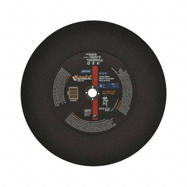 Norton - 10" Aluminum Oxide Cutoff Wheel - 3/32" Thick, 5/8" Arbor, 6,110 Max RPM, Use with Stationary Tools - Apex Tool & Supply
