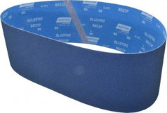 Norton - 6" Wide x 48" OAL, 80 Grit, Zirconia Alumina Abrasive Belt - Zirconia Alumina, Medium, Coated, X Weighted Cloth Backing, Series R823 - Apex Tool & Supply