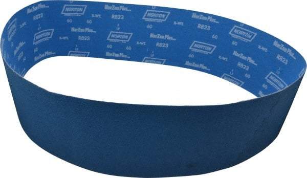 Norton - 6" Wide x 60" OAL, 60 Grit, Zirconia Alumina Abrasive Belt - Zirconia Alumina, Medium, Coated, X Weighted Cloth Backing, Series R823 - Apex Tool & Supply