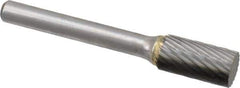 Atrax - 3/8" Cut Diam, 6mm Shank Diam, Cylinder Head Single Cut Burr - Carbide, Flat End, 3/4" LOC, 2-1/2" OAL - Apex Tool & Supply