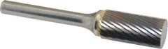 Atrax - 1/2" Cut Diam, 6mm Shank Diam, Cylinder Head Single Cut Burr - Carbide, Flat End, 1" LOC, 2-3/4" OAL - Apex Tool & Supply