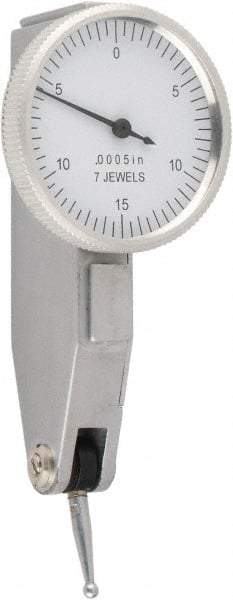 Value Collection - 0.03 Inch Range, 0.0005 Inch Dial Graduation, Horizontal Dial Test Indicator - 1.26 Inch White Dial, 0-15-0 Dial Reading - Apex Tool & Supply