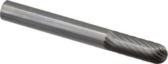 Made in USA - 1/4" Cut Diam, 6mm Shank Diam, Cylinder with Radius Head Single Cut Burr - Carbide, Radius End, 5/8" LOC, 2" OAL - Apex Tool & Supply