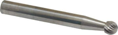 Atrax - 1/4" Cut Diam, 6mm Shank Diam, Ball Head Single Cut Burr - Carbide, Radius End, 1/4" LOC, 2" OAL - Apex Tool & Supply