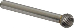 Made in USA - 3/8" Cut Diam, 6mm Shank Diam, Ball Head Single Cut Burr - Carbide, Radius End, 3/8" LOC, 2-1/8" OAL - Apex Tool & Supply