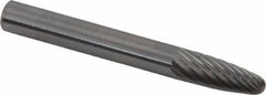 Made in USA - 1/4" Cut Diam, 6mm Shank Diam, Tree with Radius Head Single Cut Burr - Carbide, Radius End, 5/8" LOC, 2" OAL - Apex Tool & Supply