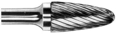 M.A. Ford - 1/2" Cut Diam, 1/4" Shank Diam, Tree with Radius Head Double Cut Burr - Carbide, Radius End, 1" LOC, 3" OAL - Apex Tool & Supply