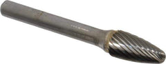 Atrax - 3/8" Cut Diam, 6mm Shank Diam, Tree with Radius Head Single Cut Burr - Carbide, Radius End, 3/4" LOC, 2-1/2" OAL - Apex Tool & Supply