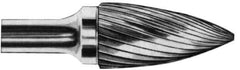 SGS Pro - 1/4" Cut Diam, 1/4" Shank Diam, Tree Head Single Cut Burr - Carbide, Point End, 1/2" LOC - Apex Tool & Supply