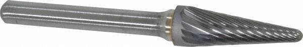 Made in USA - 3/8" Cut Diam, 6mm Shank Diam, Cone Head Single Cut Burr - Carbide, 1-1/16" LOC, 2-13/16" OAL - Apex Tool & Supply