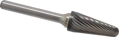 Made in USA - 1/2" Cut Diam, 6mm Shank Diam, Cone Head Single Cut Burr - Carbide, 1-1/8" LOC, 2-7/8" OAL - Apex Tool & Supply