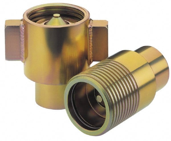 Parker - 1-1/2 Inch NPT Steel Hydraulic Hose Valved Nipple - Apex Tool & Supply