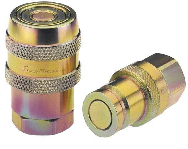 Parker - 1/2 Thread Stainless Steel Hydraulic Hose Valved Coupler - 5,000 psi, 20 GPM - Apex Tool & Supply