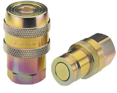Parker - 1-1/4 Thread Stainless Steel Hydraulic Hose Valved Coupler - 4,000 psi, 90 GPM - Apex Tool & Supply