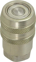 Parker - 1/4 Thread Steel Hydraulic Hose Valved Coupler - 10,000 psi, 6 GPM - Apex Tool & Supply