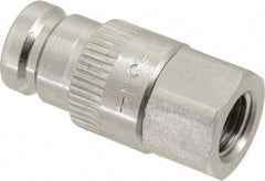 Parker - 1/4 Thread Stainless Steel Hydraulic Hose Valved Coupler - 5,000 psi, 6 GPM - Apex Tool & Supply