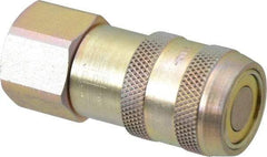 Parker - 1/2 Thread Steel Hydraulic Hose Valved Coupler - 3,000 psi, 20 GPM - Apex Tool & Supply