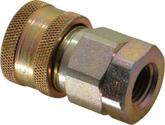 Parker - 1/4 Thread Steel Hydraulic Hose Valved Coupler - 6,500 psi, 8 GPM - Apex Tool & Supply