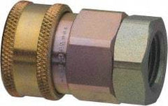 Parker - 1-1/4 Thread Steel Hydraulic Hose Valved Coupler - 1,750 psi, 120 GPM - Apex Tool & Supply