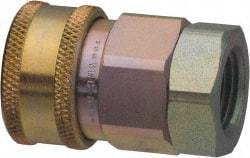 Parker - 1-1/4 Thread Stainless Steel Hydraulic Hose Valved Coupler - 1,500 psi, 120 GPM - Apex Tool & Supply