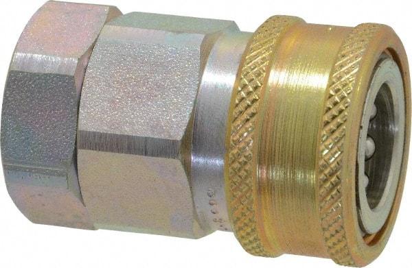 Parker - 1/2 Thread Steel Hydraulic Hose Valved Coupler - 4,000 psi, 30 GPM - Apex Tool & Supply