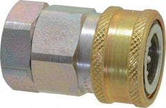 Parker - 1/2 Thread Steel Hydraulic Hose Valved Coupler - 4,000 psi, 30 GPM - Apex Tool & Supply