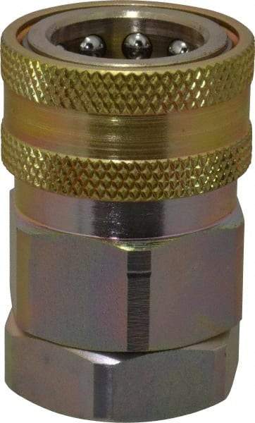 Parker - 3/4 Thread Steel Hydraulic Hose Valved Coupler - 3,500 psi, 52 GPM - Apex Tool & Supply