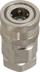 Parker - 1/4 Thread Stainless Steel Hydraulic Hose Valved Coupler - 5,000 psi, 8 GPM - Apex Tool & Supply
