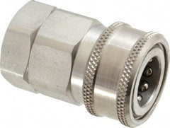 Parker - 1/2 Thread Stainless Steel Hydraulic Hose Valved Coupler - 3,750 psi, 30 GPM - Apex Tool & Supply